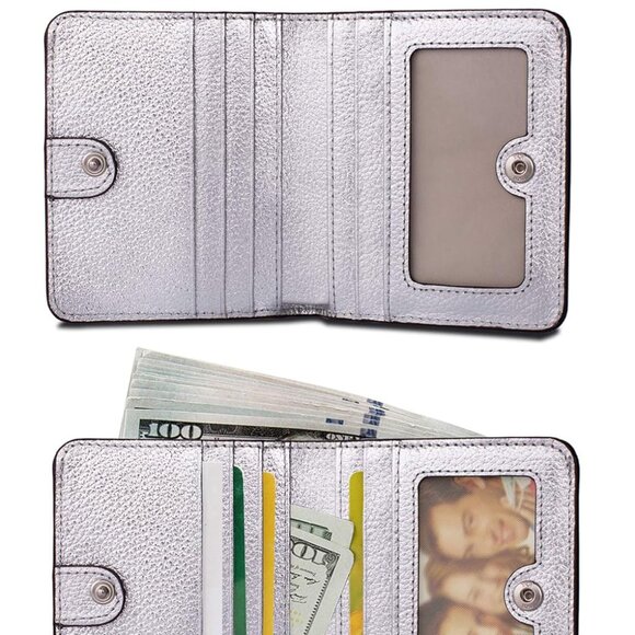 Small Leather Wallet Women's RFID Blocking Compact Bifold Card Holder Purse - Picture 2 of 7